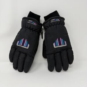 Vintage Zero Thermolite Ski Gloves Leather Palm S Black
